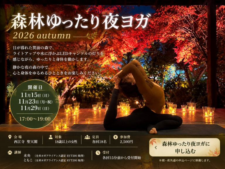 【森林ゆったり夜ヨガ】明治の森箕面国定公園 森林ヨガ2026 autumn